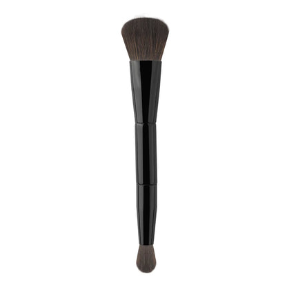 Dual Angled Round Contour Makeup Brush with Synthetic Bristles for Beauty Blending Liquid Powder, Concealer Blush (Black)