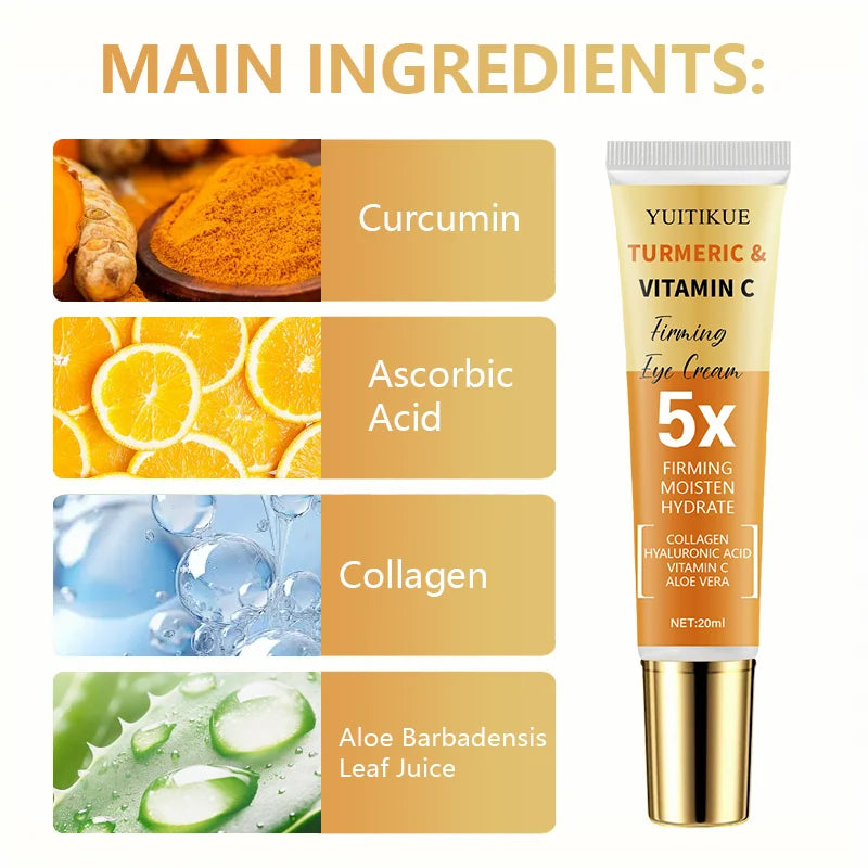 YUITIKUE 30% Turmeric & Vitamin C Firming Eye Cream - 5X Moisturizing Hydrate, Tighten & Smooth Eye Area