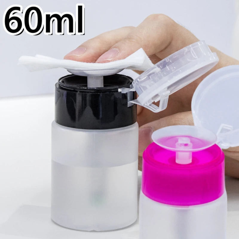 2Pcs Liquid Sub Bottling Bottle Empty Pump Dispenser Manicure Cleanser Acetone Bottle Liquid UV Gel Nail Art Pressing Bottles