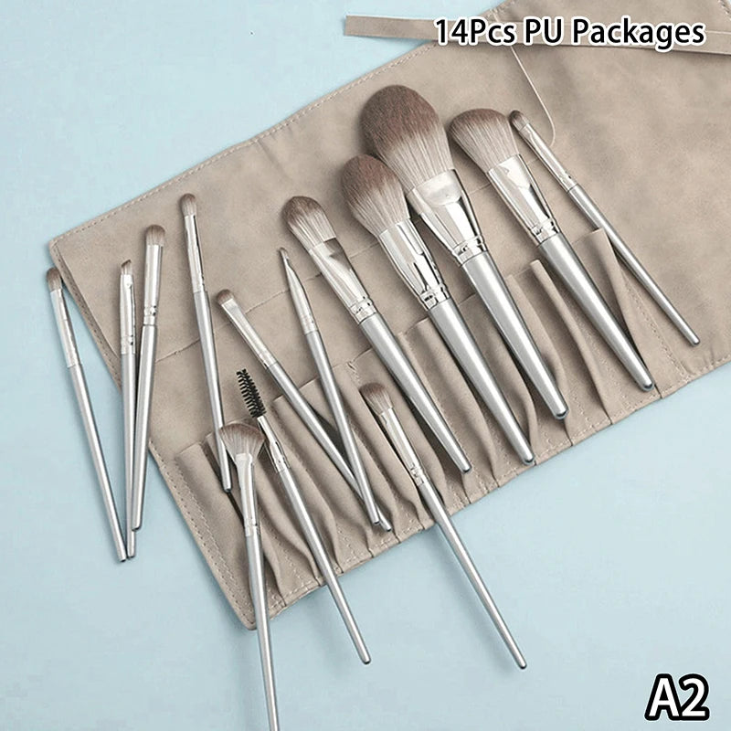 14Pcs Soft Cosmetic Makeup Brush Set Eyeshadow Eyebrow Highlight Lip Brushes Multifunctional For Face Eye Makeup Beginner Tools