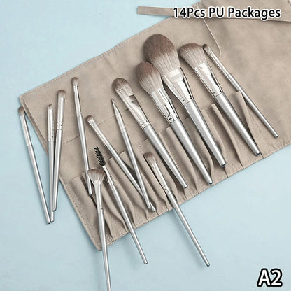 14Pcs Soft Cosmetic Makeup Brush Set Eyeshadow Eyebrow Highlight Lip Brushes Multifunctional For Face Eye Makeup Beginner Tools