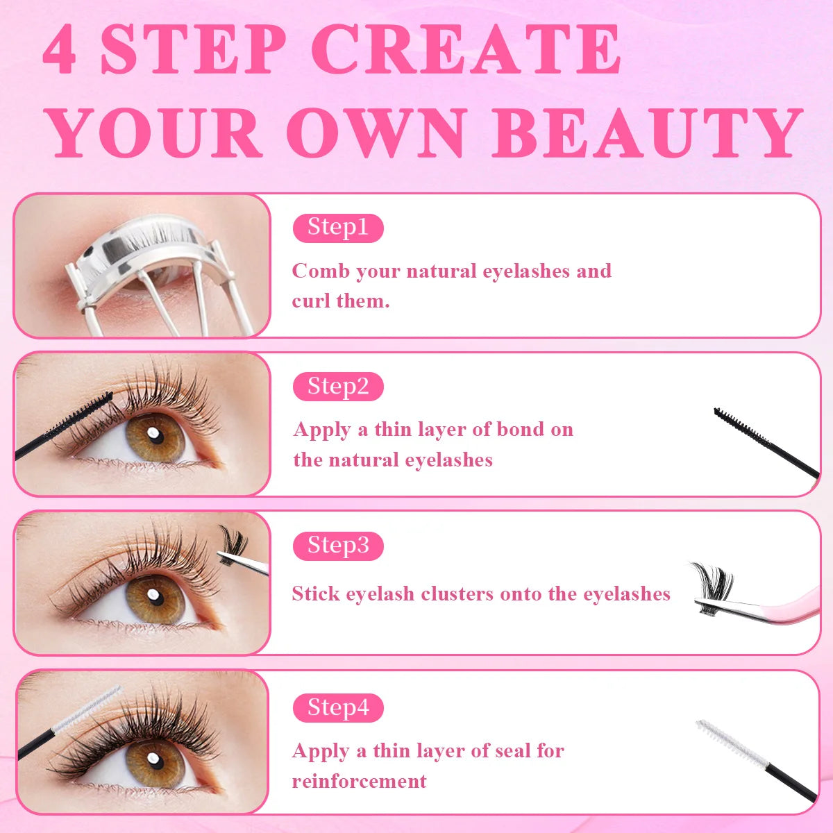 600pcs Colorful Lashes Cluster Eyelash Book Clusters Extensions, 9-16mm mix Individual Lash DIY at Home Makeup Tool