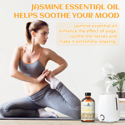 EVOKE OCCU Jasmine Essential Oils, 118ML/4 Fl.Oz. Premium Plant Oil for Diffuser, Purifier, Skin, Massage, Candle Soap Making,