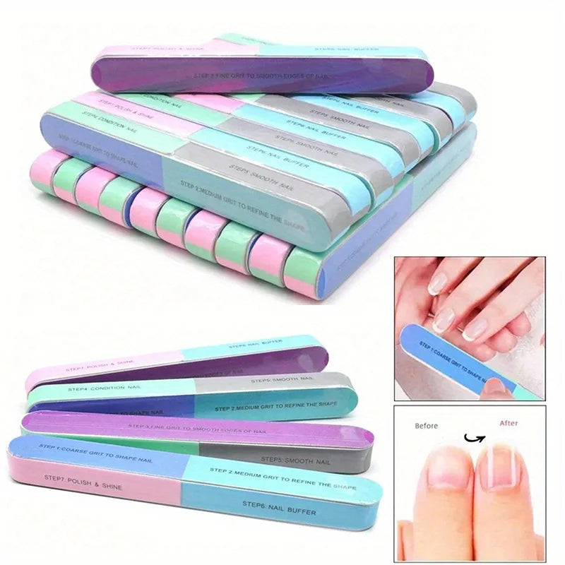 1/2/3/5Pcs/Set 7 Sides Nail Buffers Files Professional Polisher For Art Manicure Polishing Block Buffing Accessories Cream Tools