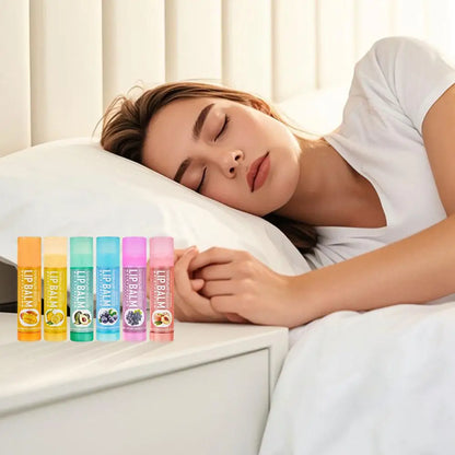 6PCS Assorted Fruit Flavor Lip Balm Set - Deeply Moisturizes and Hydrates for Preventing Chapped Lips in Winter Lip Care