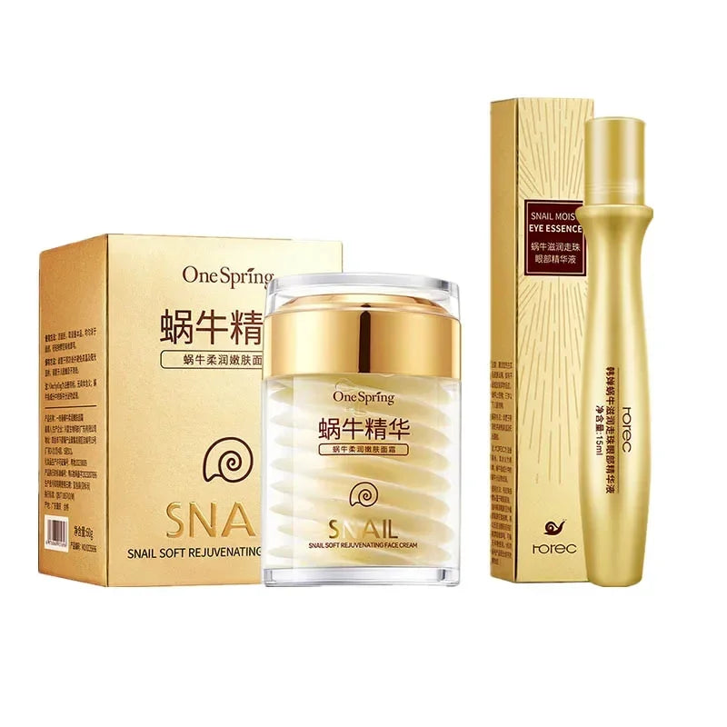 Skincare Set Snail Collagen Cream Anti Aging Whiten Skin Face Cream Fade Dark Eye Circles Remove Eye Bags Eye Serum