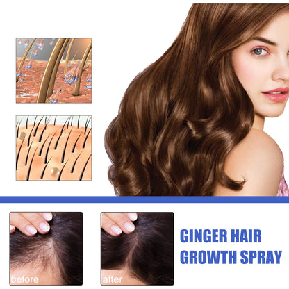 Ginger Hair Growth Serum Spray Anti Loss Regrowth Hair Growth Oil Essence Scalp Massage Moisturizing Nourish Hair Care Men Women