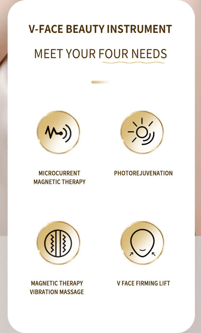 EMS Microcurrent Facial Device Rechargeable V-Lift Massager with Vibration Modes&Electrode Pads for Home Skincare and Contouring