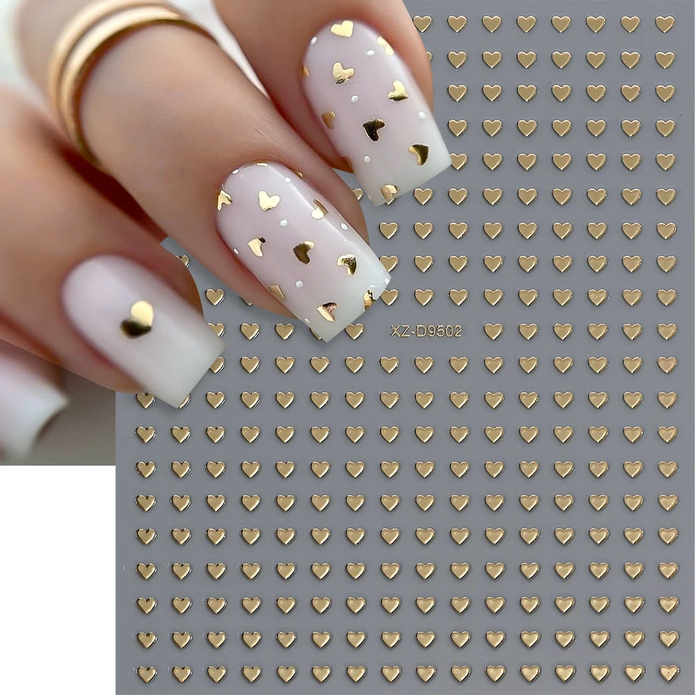 8pcs Valentine's Day Cute Little Love Heart Nail Art Stickers 3D 2mm Love Heart Nail Decal Adhesive for DIY Manicure Accessories