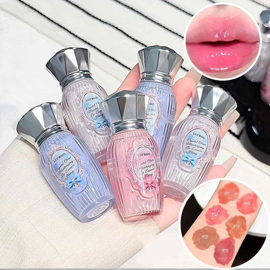 Lckgo Crystal Clear Moisture Lip Essence Gloss - Wrinkle Improvement Moisturizing Lip Balm, Mirror Gloss Lip Oil, Lipstick-Style Volume Lip Gloss