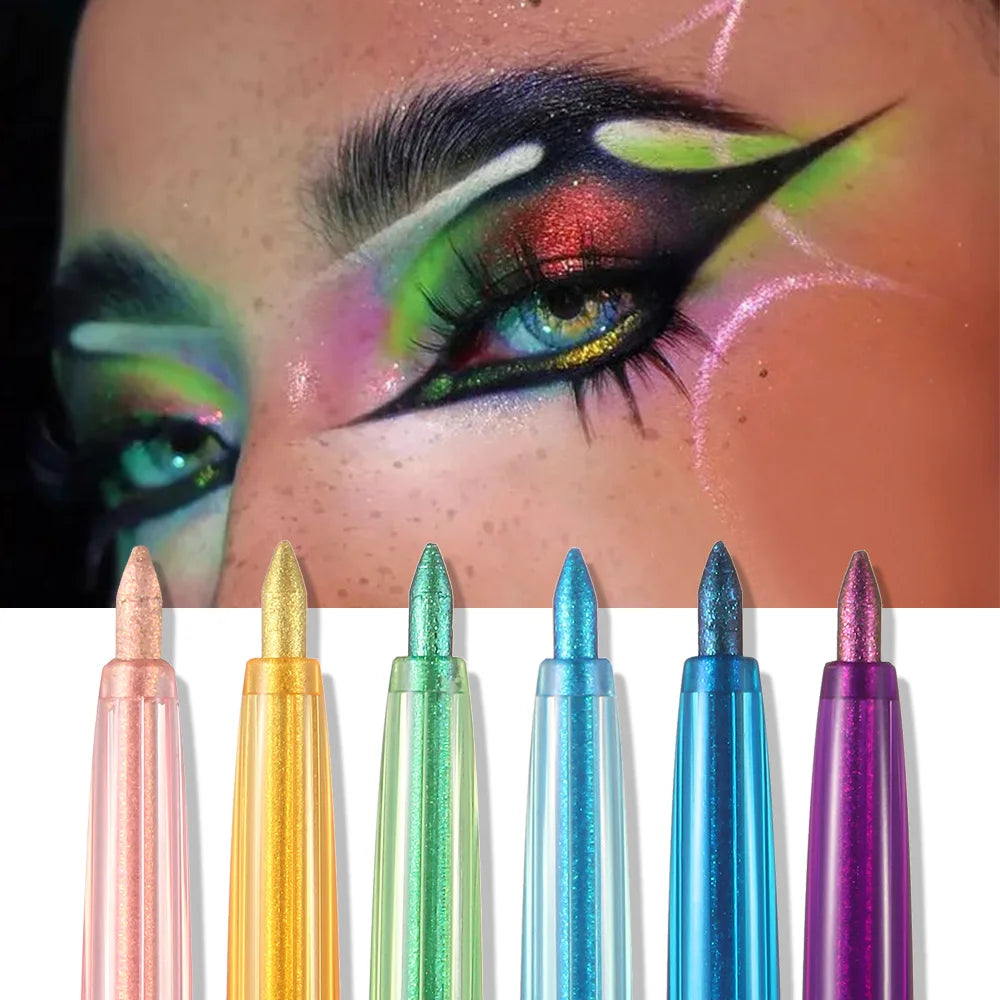 6 Colors Chameleons Eyeliner Pearl Metallic Gloss Shiny Eyeshadow Glitter Liner Multi Chrome Color Aurora Chaning Eye Makeup
