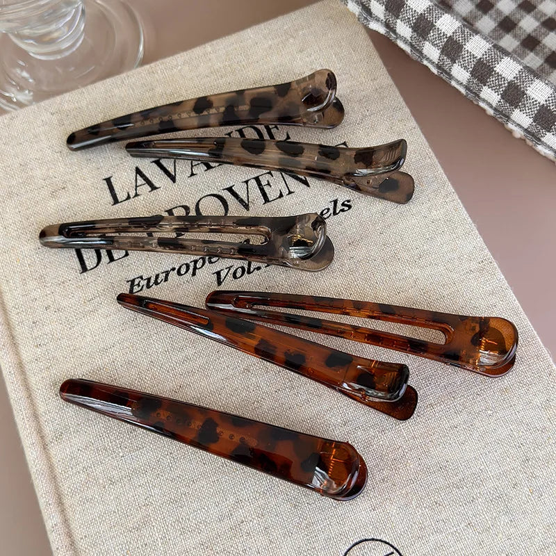 3pcs/Set Hairpins Retro Leopard Print Duckbill Hair Clips Makeup Bangs Clips for Women Girls Fashion Barrettes Hair Styling Tool