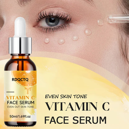 RDQCTQ Vitamin C Whitening Serum Remove Freckles Dark Spots Fade Melasma Melanin Brighten Repair Dull Face Essence Skin Care