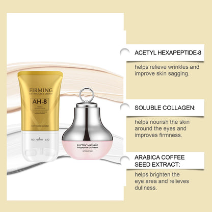 AH-8 Firming Neck Cream Moisturizer Anti Aging Smoothing Wrinkles Electric Massage Polypeptide Eye Cream Eye & Neck Skincare Set