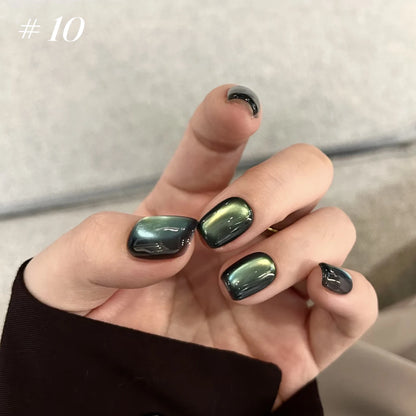 10ML 1-21PCS 2025 Autumn New Emerald Green Magnet Cat's Eye Gel Nail Polish Green Whitening Glass Bead Cat Eye Nail Polish