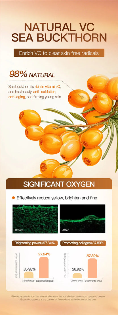 SADOER Sea Buckthorn Vitamin C Facial Serum: Brightening Anti-Aging Skin Repair Essence 30ml