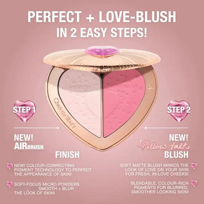 C/T Two Tone Heart Blush Lasting Beauty Makeup Natural Flawless Bright Powder Smooth Look Multi Purpose Rouge 13g