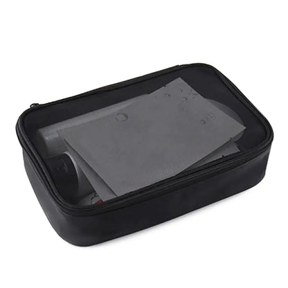 Women Makeup Bag Women Solid Color Zipper Cosmetic Bag Mesh Transparent Casual Travel Portable Mini Wash Storage Bags