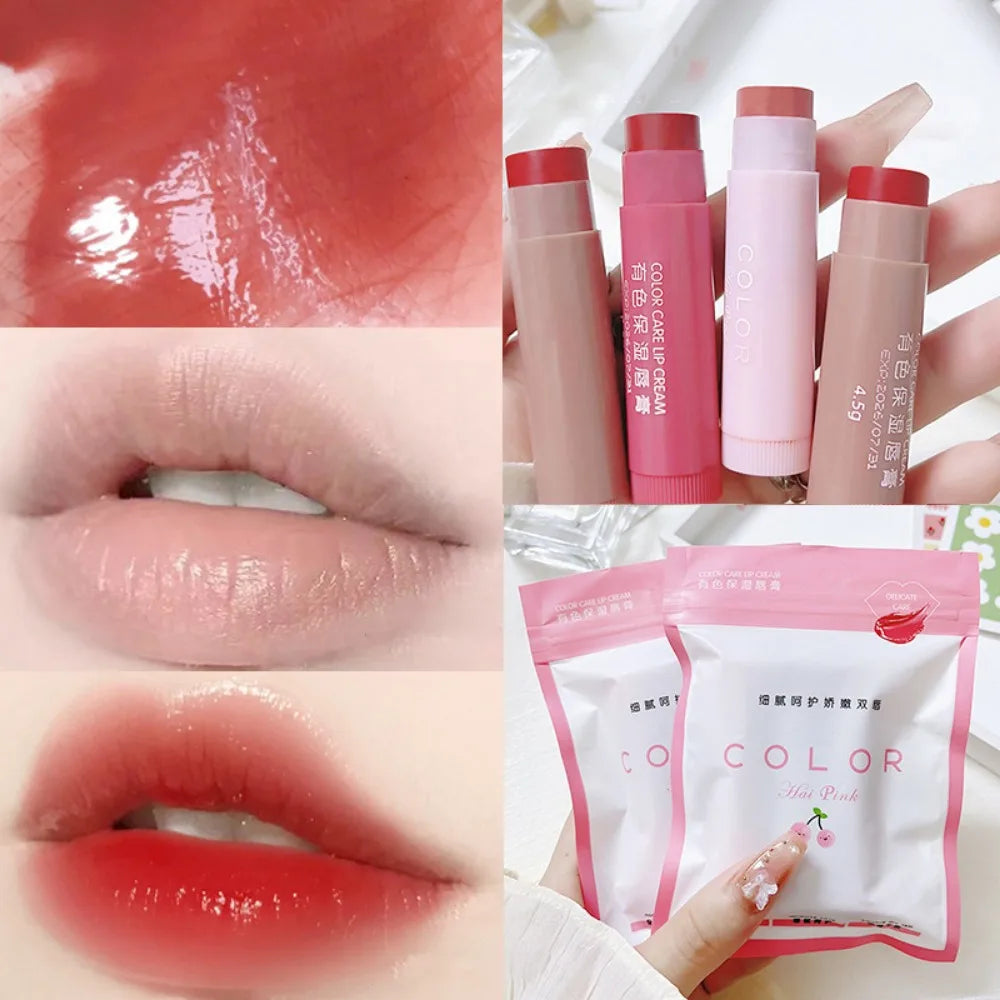 Lipstick Cute Red Tint Makeup Care Cosmetics Colored Lip Balm Lipstick Moisturizing Fade Lip Line Anti-drying Lip Makeup Set