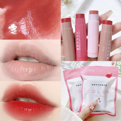 Lipstick Cute Red Tint Makeup Care Cosmetics Colored Lip Balm Lipstick Moisturizing Fade Lip Line Anti-drying Lip Makeup Set