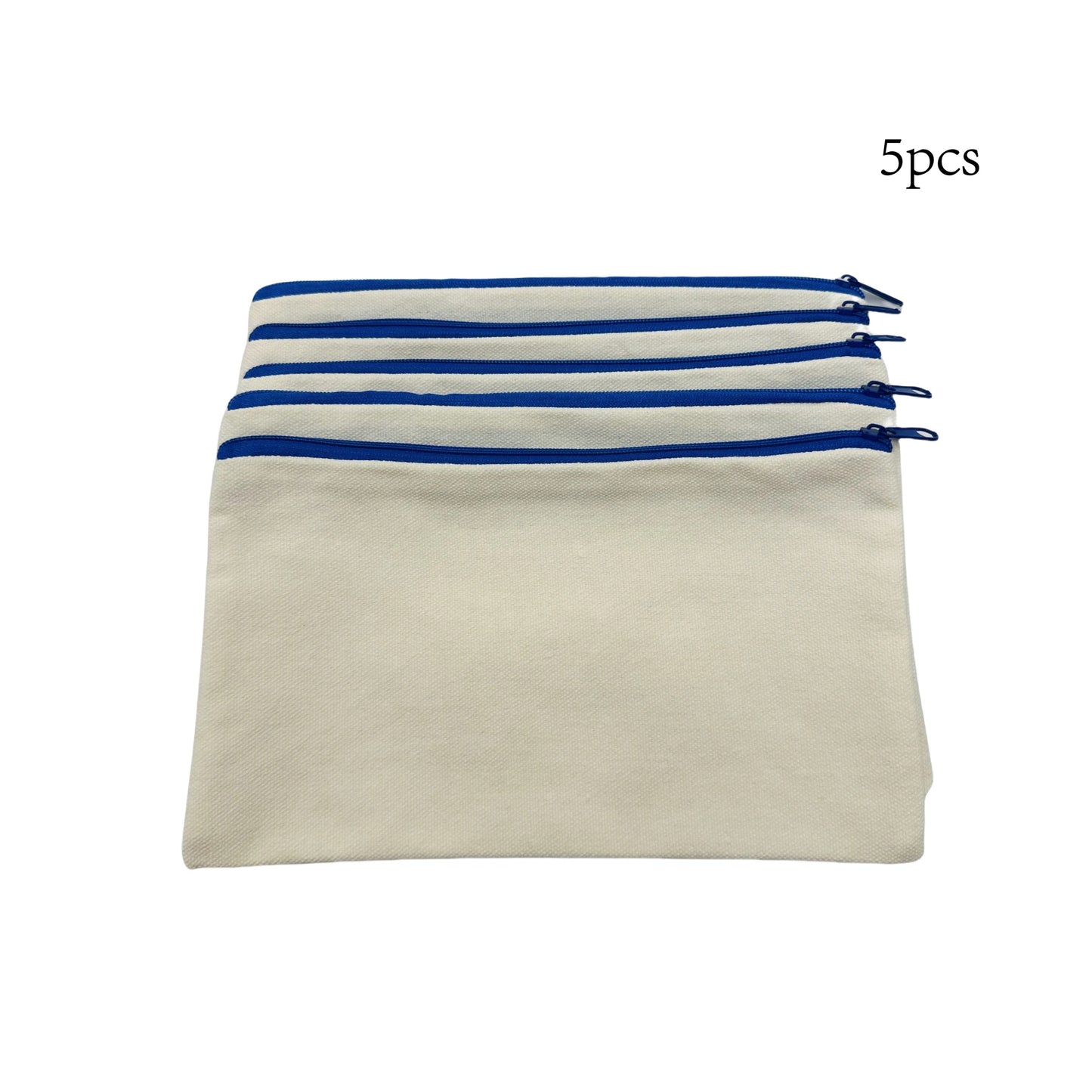 5pcs Blank Canvas Zipper Pouch Bulk, Makeup Bag Pencil Case For Cosmetic & DIY Crafts, Independence Day