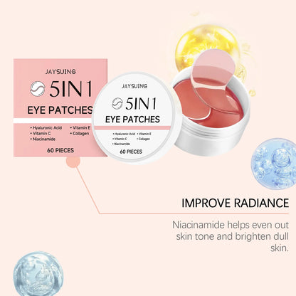 60pcs Pink Rice Collagen Eye Mask Anti Dark Circles Eyes Bags Remover Firming Moisturizing Eye Patches Mild Skin Care Eyes Care