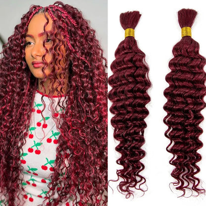Bulk Human Hair for Braiding 22 24Inch Deep Wave Bulk Human Hair for Boho Braids No Weft 100% Curly Human Hair Bulk Crochet