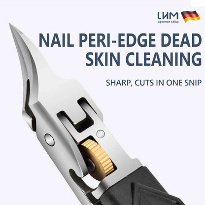 3-Piece Toenail Clippers Set - Nail File & Protective Case Included, Heavy Duty Wide Jaw, Ultra Sharp Slanted Blade Long Handle,