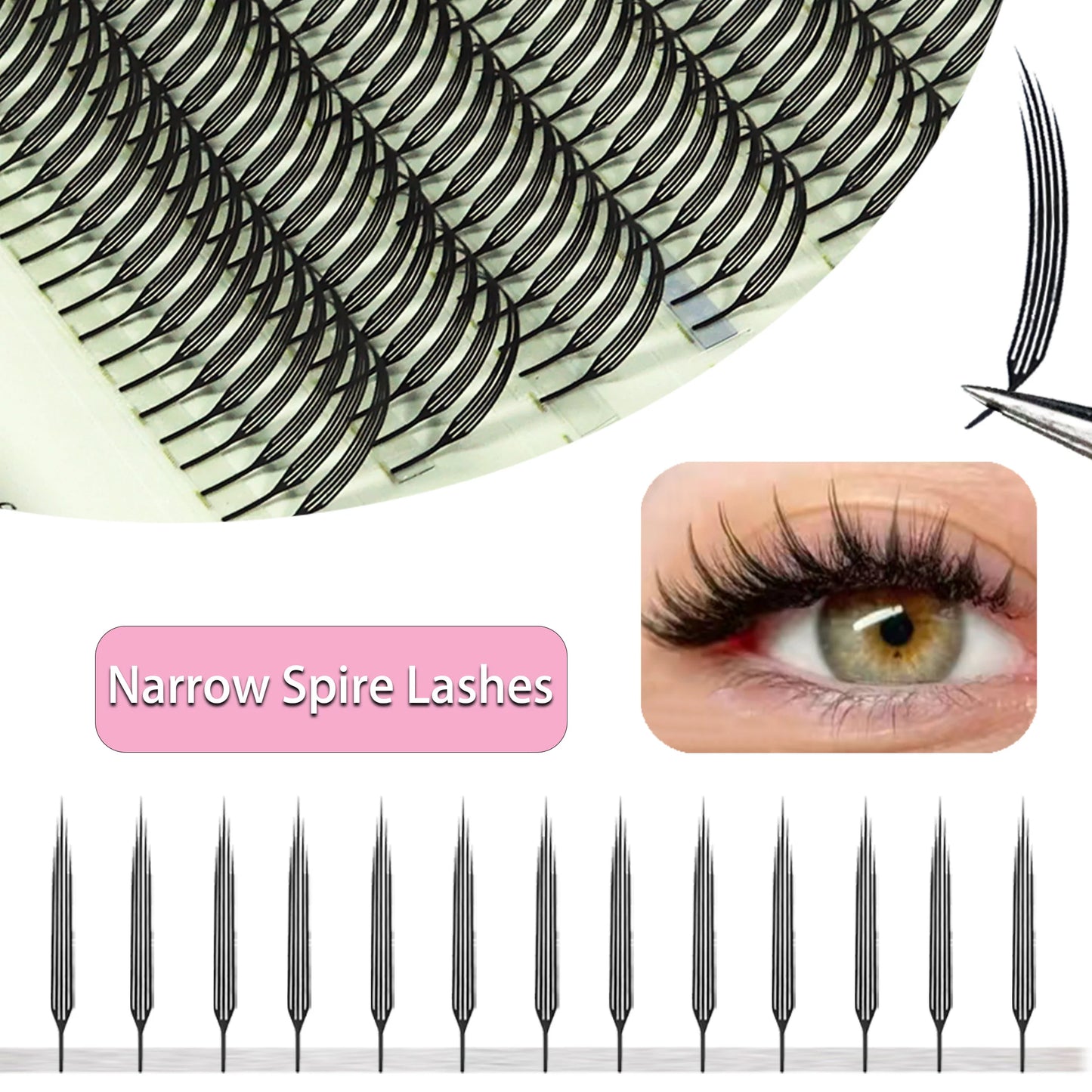 Anime Spire Eyelash Extension Feather Shape C/D Curl Premade Fans Tower Lashes Soft Lightweight Manga Effect False Lashes Makeup