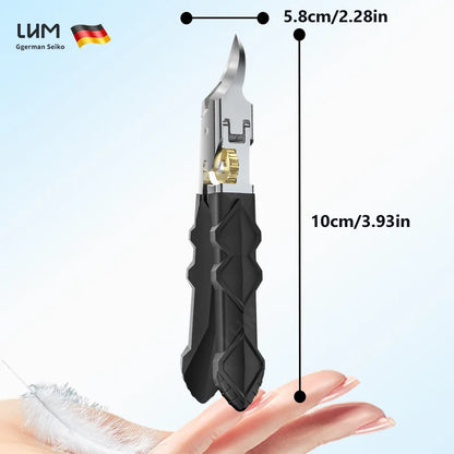 3-Piece Toenail Clippers Set - Nail File & Protective Case Included, Heavy Duty Wide Jaw, Ultra Sharp Slanted Blade Long Handle,