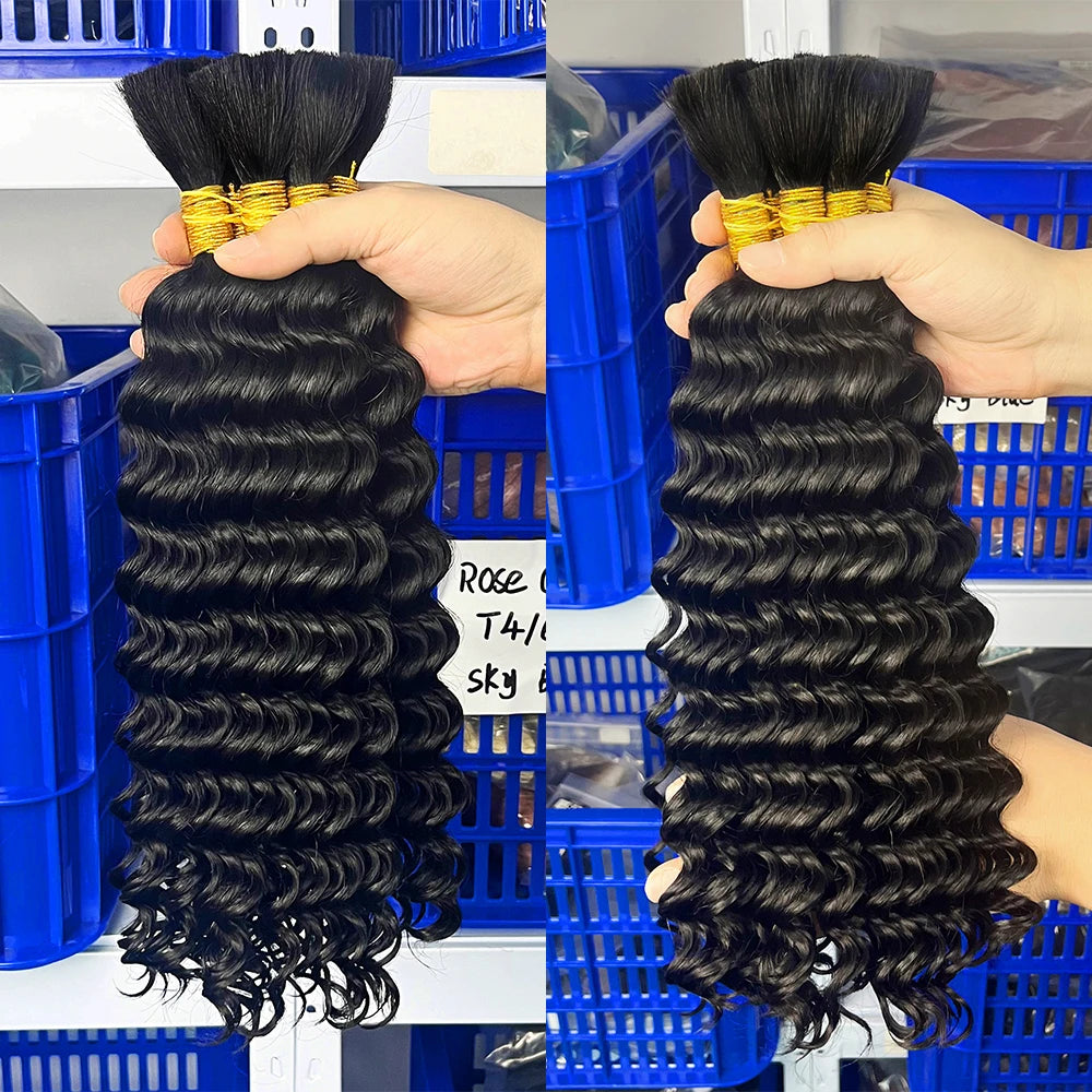 Human Braiding Hair 100g Deep Wave Human Hair Bulk for Braiding No Weft Curly Human Hair Extensions for Boho Braids