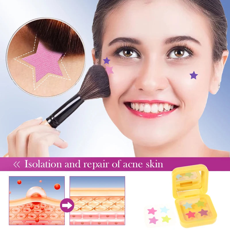 1Box Acne Patch Fade Makeup Tool Acne Removal Stickers Four-color Concealer 32 Patches Star Style With Mirror Repair Invisible