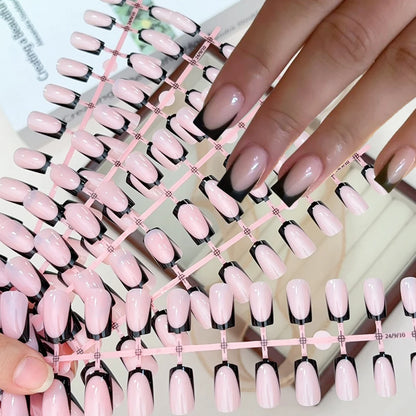120Pcs Short Square Red French Valentine's Day Fake Nails Nude Pink Glossy Acrylic False Nails Simple Wearable Press on NailTips