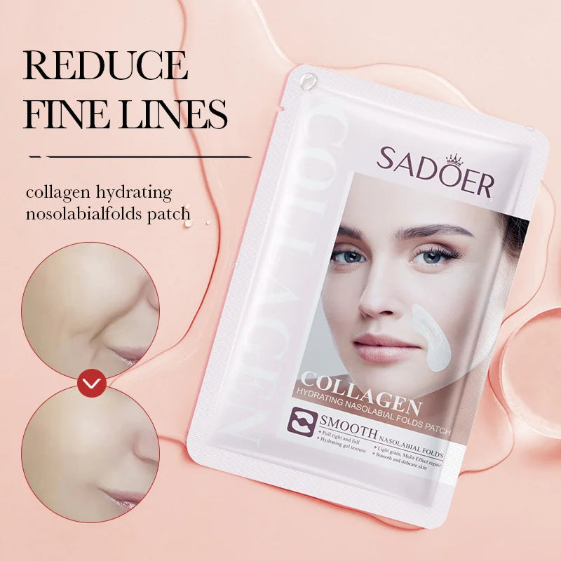 Nasolabial Folds Patch Contain Collagen Hyaluronic Acid Firming Skin Fade Fine Lines Deep Moisturizing Facial Mask Anti Wrinkle