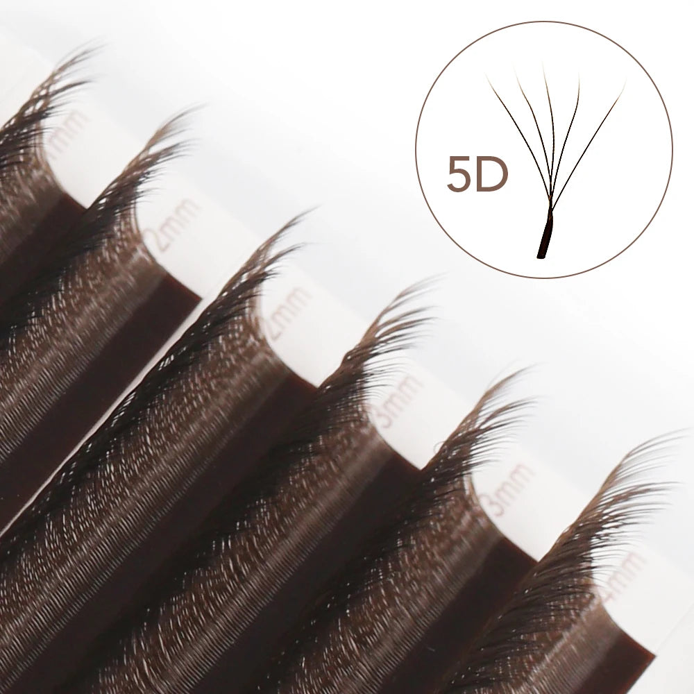NATUHANA 3DW Shape Individual Lashes Easy Fan W Style Black Eyelash Extensions Soft W-Shaped Brown Eyelashes for Makeup Tool