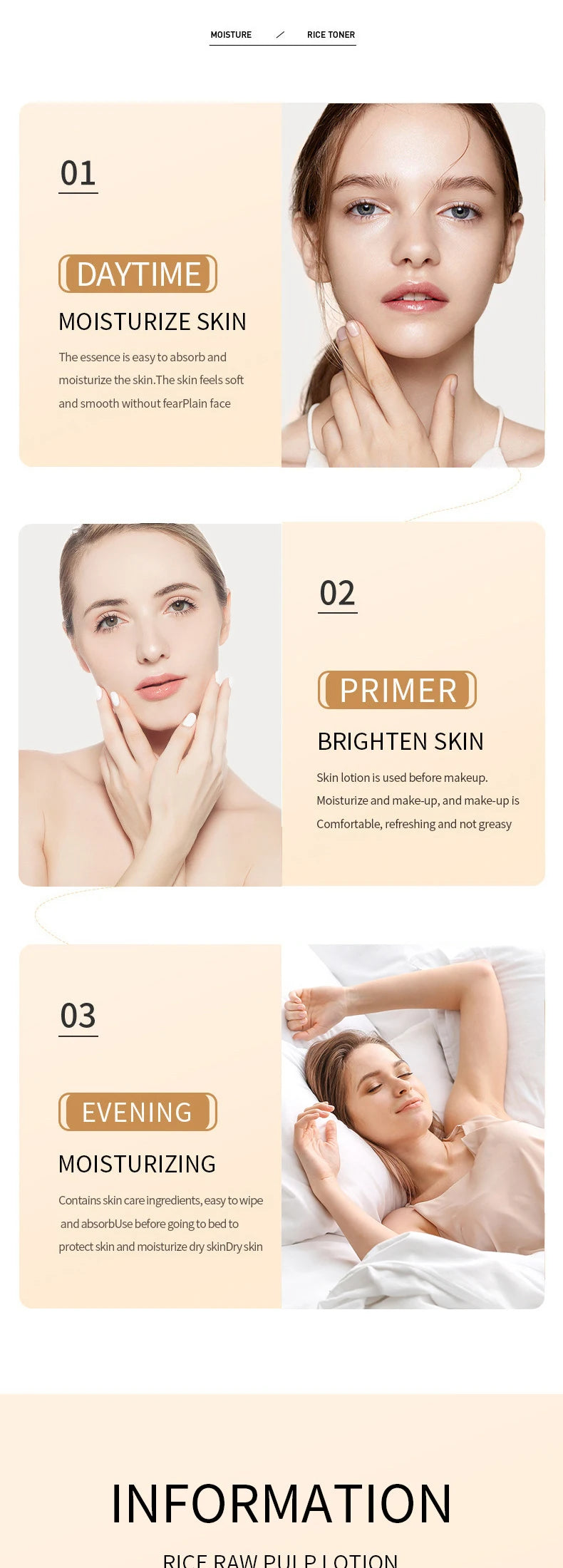 BIOAQUA Whtie Rice Face Lotion Whitening Moisturizing Anti Wrinkles Anti Wrinkles Anti-Aging  Facial Serum Essence Skin Care