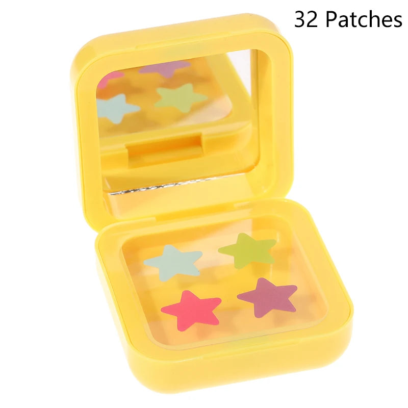 1Box Acne Patch Fade Makeup Tool Acne Removal Stickers Four-color Concealer 32 Patches Star Style With Mirror Repair Invisible