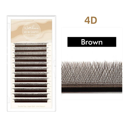 NATUHANA W Shape Eyelashes Extensions 3D 4D 5D 6D W Shaped Brown Black Clover Hand made Premade Volume Fans Lash Extensions