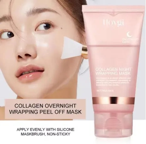 HOYGI Collagen Overnight Wrapping Peel Off Facial Mask Deeply Hydrating Moisturizing Night Wrapping Face Mask Care Cream
