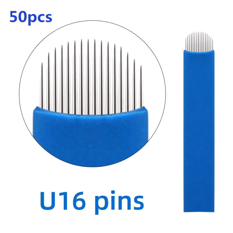 20/50pcs Microblading 0.18-0.25mm Tebori Blades Needles Tattoo Needle 7 9 11 12 14 16 18 21 Pin U shape Eyebrow Needles Makeup