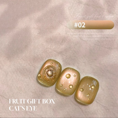 12ML 2025 New Guava Cat Eye Nail Gel Polish - Grape Green Shade with Whitening Effect, Dual-Light Glass Bead Cat Eye Finish