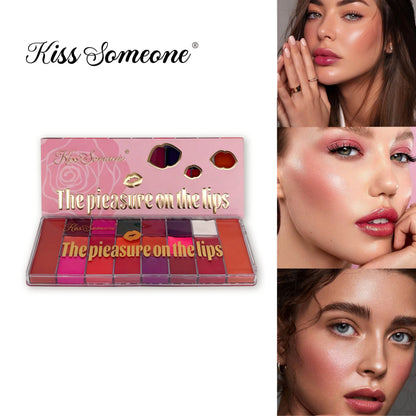 20 color lip color waterproof sweat proof powder blusher all-in-one makeup plate matte color makeup mouth red lip gla