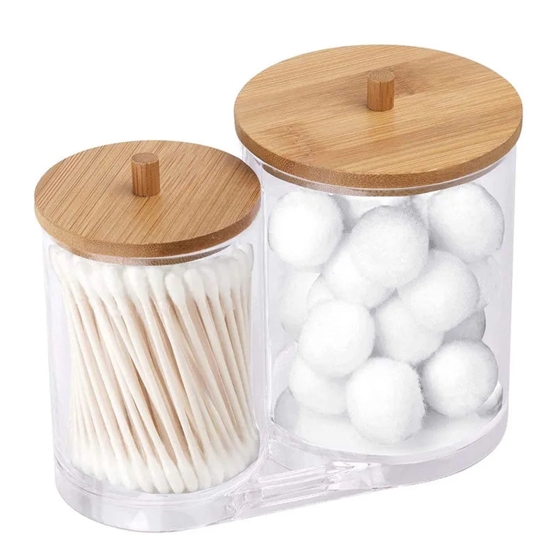 Acrylic Storage Box Bathroom Jar Makeup Organizer Cotton Pads Swab Holder Dispenser with Lid