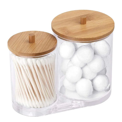 Acrylic Storage Box Bathroom Jar Makeup Organizer Cotton Pads Swab Holder Dispenser with Lid