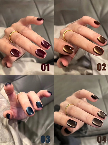12ML 1-21PCS Autumn Nails Red through half the Sky Cat Eye Nail Glue Halloween New Whitening Glass Bead Cat Eye Nail Polish
