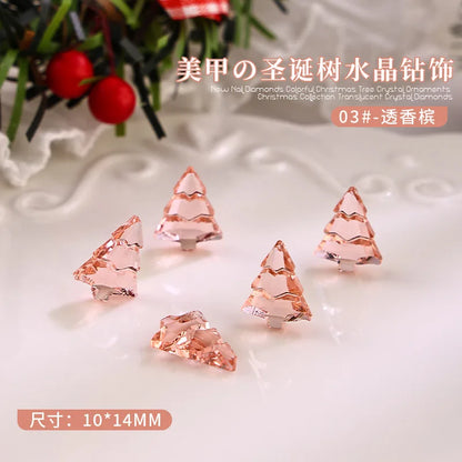 10PCS 3D Transparent Christmas Tree Nail Art Rhinestone Charms Gems Accessories For Winter Nail Decoration Design Supplies Parts