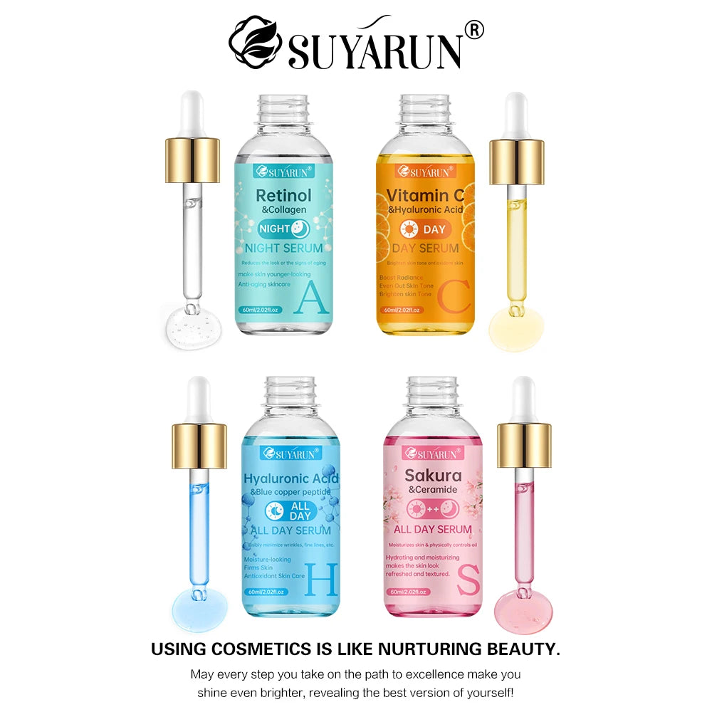 SUYARUN 24H Hydrating Serum ACHS 4-Piece Set – All-Day Moisturizing Facial Essence with Hyaluronic Acid & Vitamins | Anti-Aging