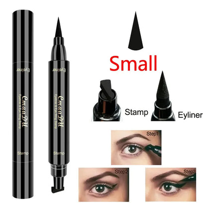 2 IN 1 Big Seal Stamp Liquid Eyeliner Pen Waterproof Double Head Eyes Liner Makeup Stamps Eye Liner Pencil Lasting Eye Cosmetic