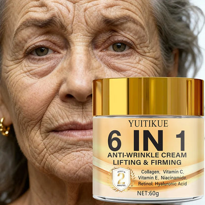 6-in-1 Anti-Wrinkle Cream 60g Quick Lifting & Firming with Collagen & Retinol Moisturizing Skin Smoothing Formula