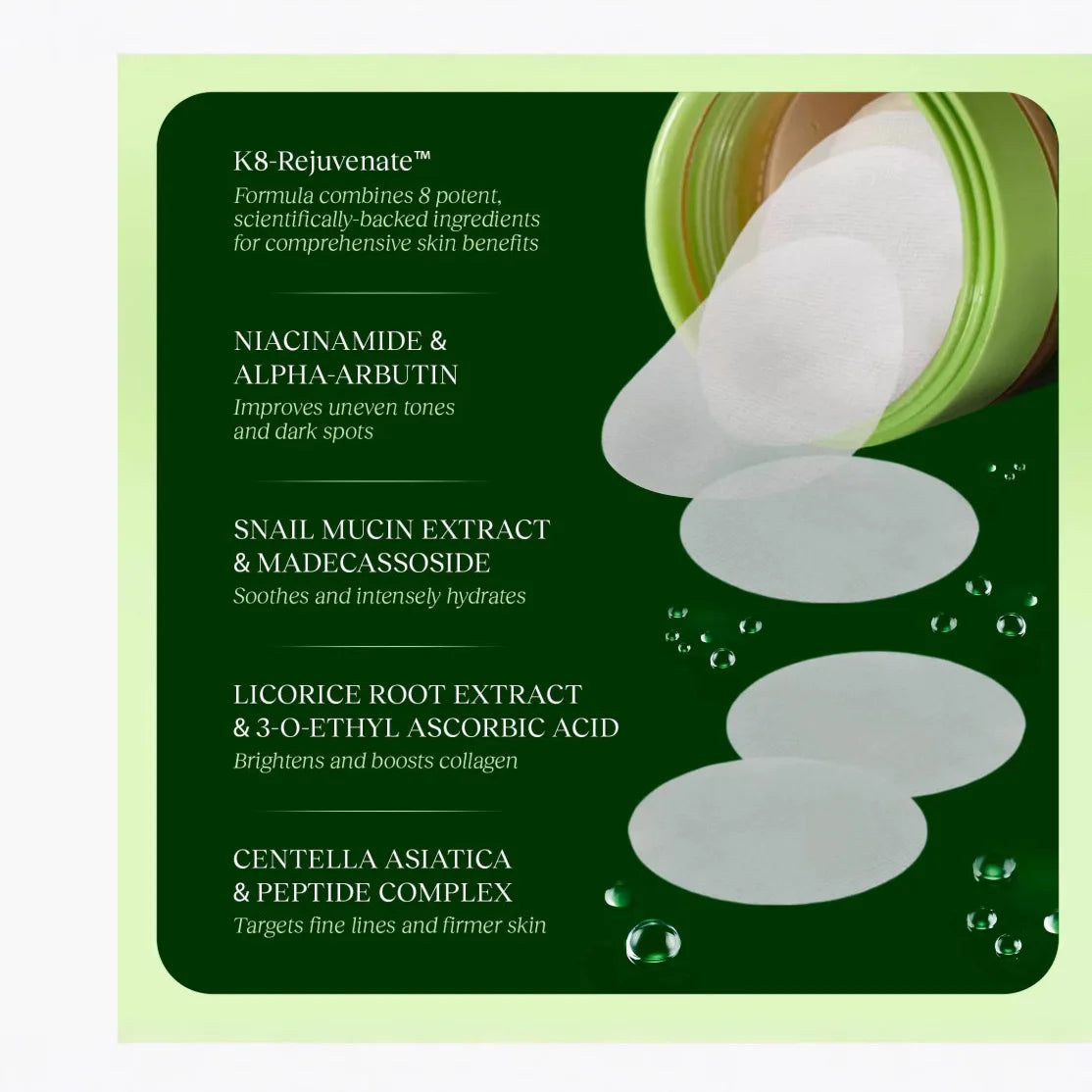 Centella Asiatica Cotton Pads Nourishing Moisturizing Soothing Gentle Hydrating Even Skin Tone Korean Skin Care Product